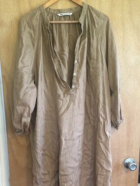 Zara Beige Linen Midi Dress XL